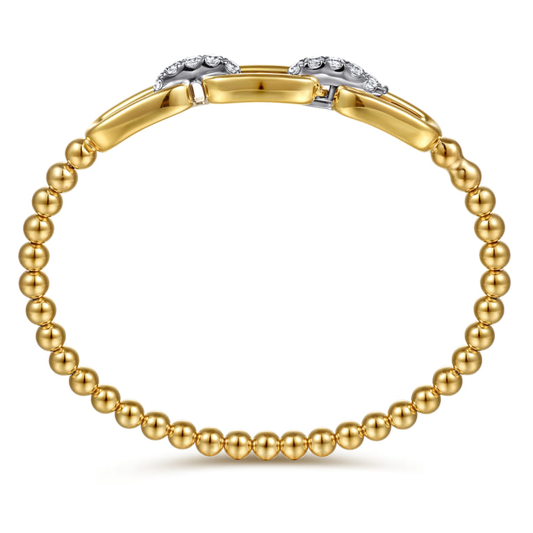 Bujukan Link - 14K White  Yellow Gold Bujukan and Diamond Bangle Bracelet - 0.6 ct - Shot 3