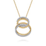 Bujukan Link - 14K White  Yellow Gold Bujukan and Diamond Doule Row Link Drop Necklace - 0.75 ct
