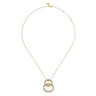 Bujukan Link - 14K White  Yellow Gold Bujukan and Diamond Doule Row Link Drop Necklace - 0.75 ct