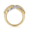 Bujukan Link - 14K White  Yellow Gold Bujukan and Diamond Interlocking Link Ring - 0.65 ct