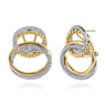 Bujukan Link - 14K White  Yellow Gold Bujukan and Diamond Interlocking link Stud Earrings - 0.85 ct