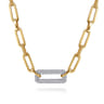 Bujukan Link - 14K White  Yellow Gold Bujukan and Diamond Link Chain Necklace - 1.35 ct