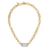 Bujukan Link - 14K White  Yellow Gold Bujukan and Diamond Link Chain Necklace - 1.35 ct