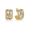 Bujukan Link - 14K Yellow Gold Bujukan Diamond Criss Cross J Hoop Earrings - 0.4 ct