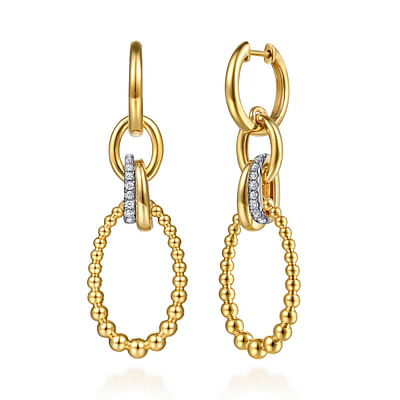 Bujukan Link - 14K Yellow Gold Bujukan Diamond Link Drop Earrings