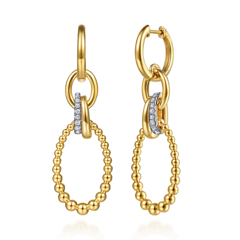 Bujukan Link - 14K Yellow Gold Bujukan Diamond Link Drop Earrings - 0.22 ct - Shot 1