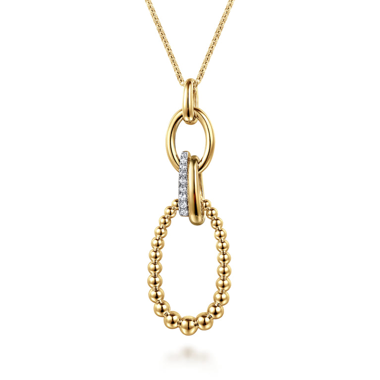 Bujukan Link - 14K Yellow Gold Bujukan Diamond Link Pendant Necklace - 0.18 ct - Shot 1