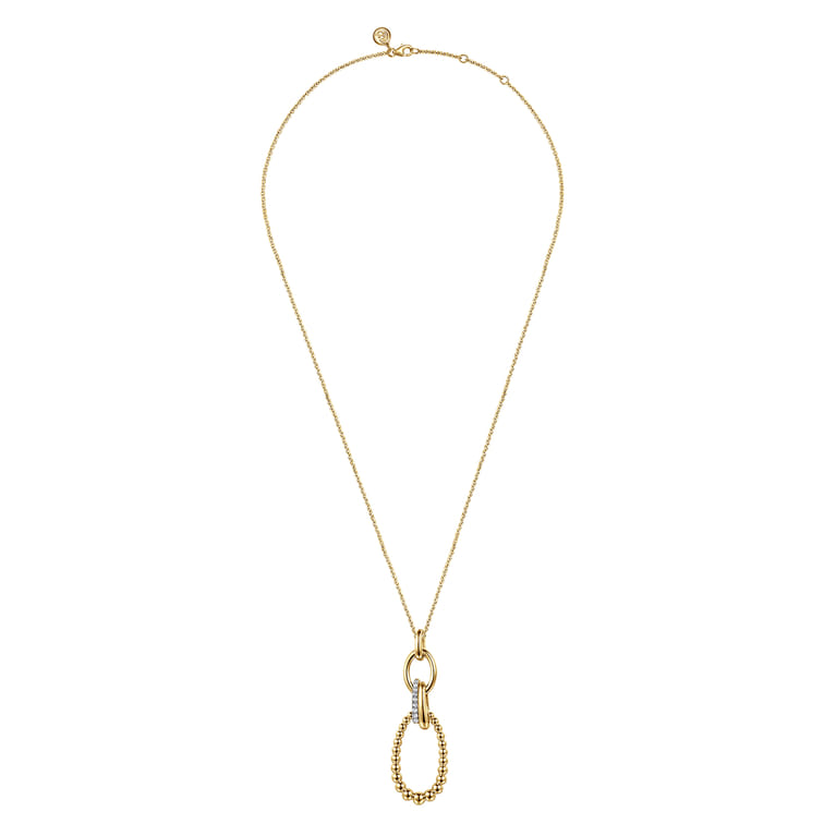 Bujukan Link - 14K Yellow Gold Bujukan Diamond Link Pendant Necklace - 0.18 ct - Shot 2