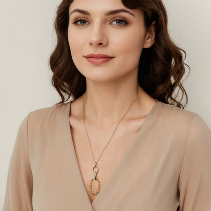 Bujukan Link - 14K Yellow Gold Bujukan Diamond Link Pendant Necklace