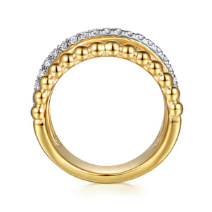 Bujukan Link - 14K Yellow Gold Bujukan Diamond Wide Band Ring