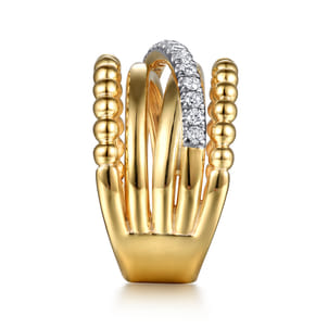 Bujukan Link - 14K Yellow Gold Bujukan Diamond Wide Band Ring