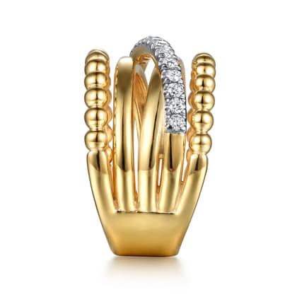 Bujukan Link - 14K Yellow Gold Bujukan Diamond Wide Band Ring