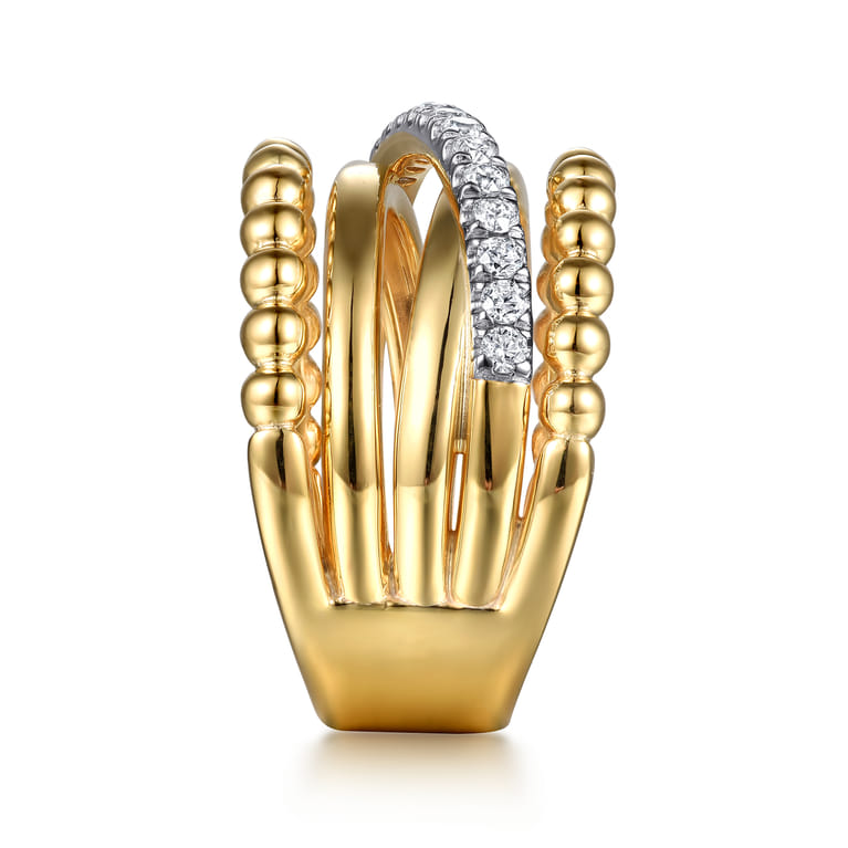 Bujukan Link - 14K Yellow Gold Bujukan Diamond Wide Band Ring - 0.3 ct - Shot 4