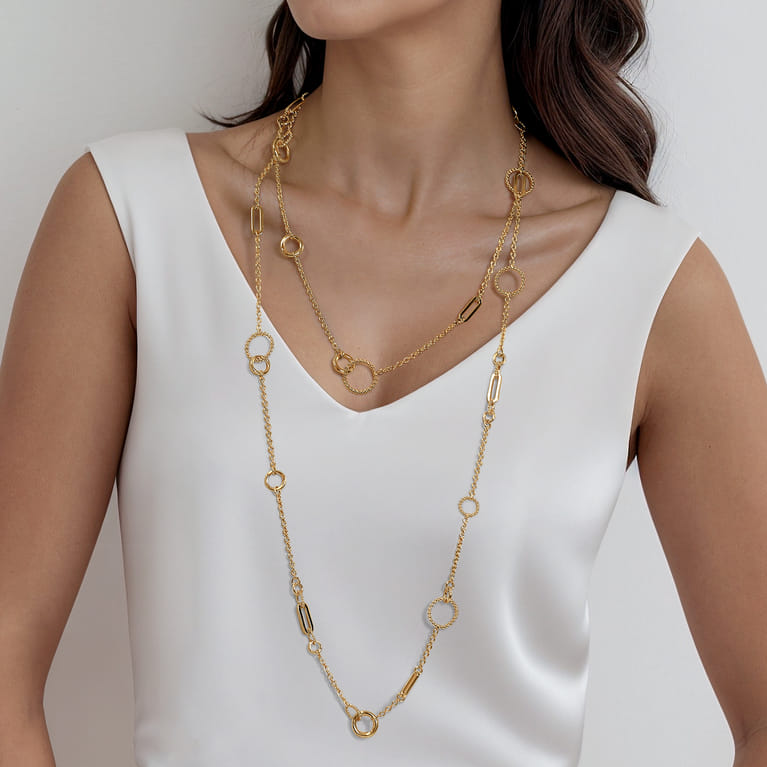 Bujukan Link - 14K Yellow Gold Bujukan Transformable Layered Necklace - Shot 3