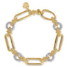 Bujukan Link - 14K Yellow Gold Bujukan and Diamond Link Chain Tennis Bracelet - 0.65 ct