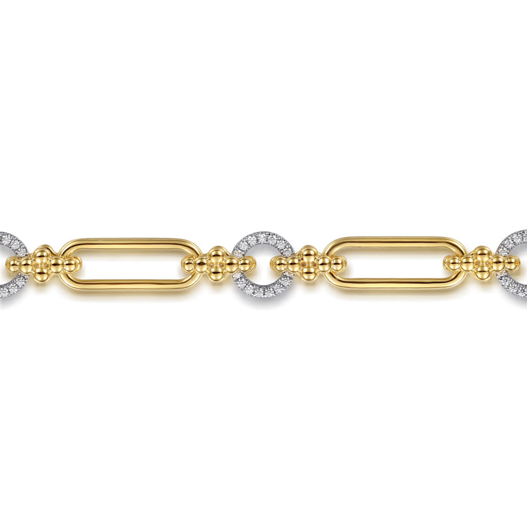 Bujukan Link - 14K Yellow Gold Bujukan and Diamond Link Chain Tennis Bracelet - 0.65 ct - Shot 2