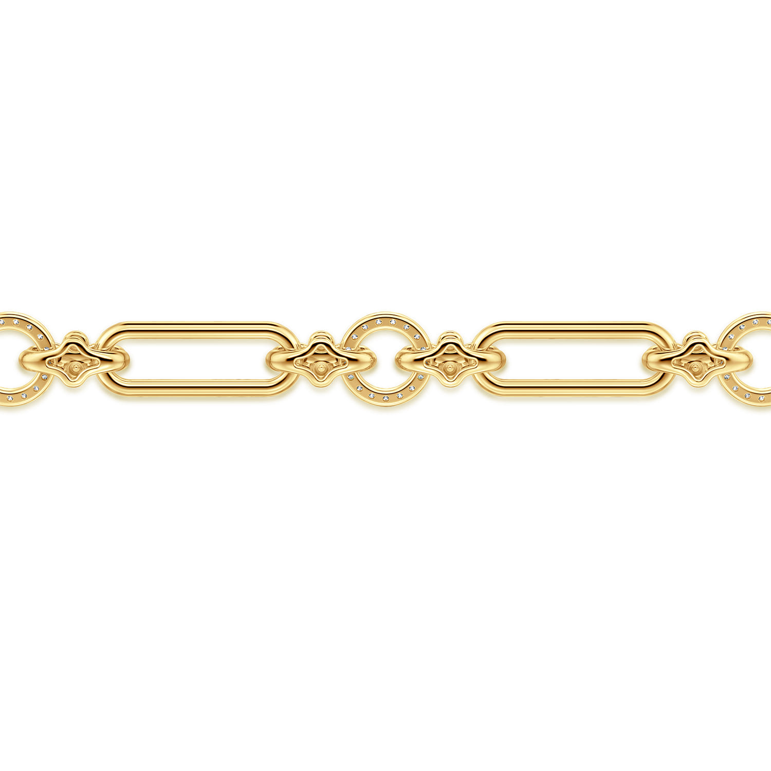 Bujukan Link - 14K Yellow Gold Bujukan and Diamond Link Chain Tennis Bracelet - 0.65 ct - Shot 4