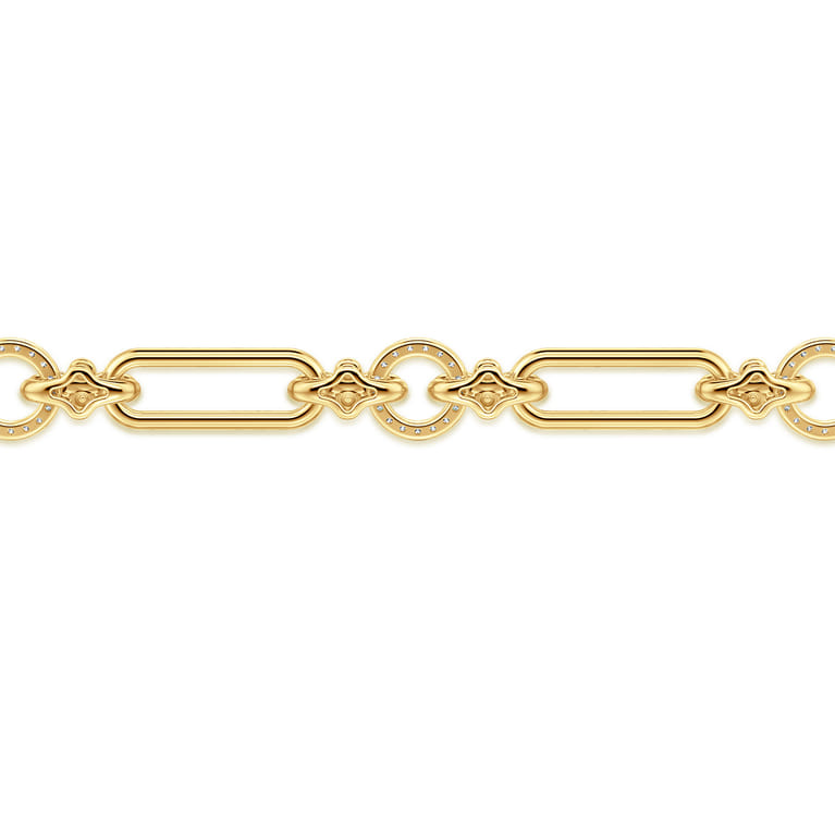 Bujukan Link - 14K Yellow Gold Bujukan and Diamond Link Chain Tennis Bracelet - 0.65 ct - Shot 4