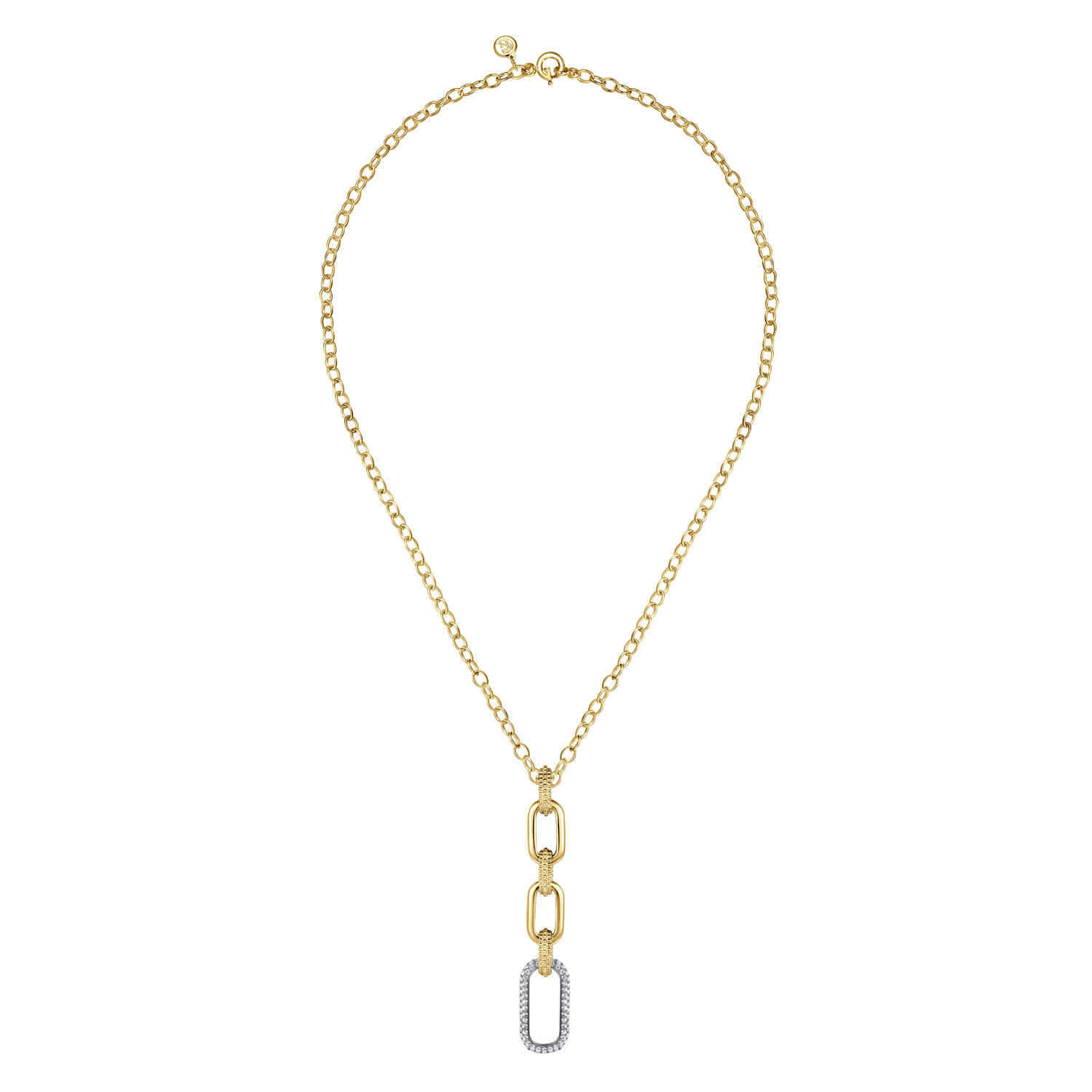 Bujukan Link - 14K Yellow Gold Bujukan and Diamond Link Pendant Drop Necklace