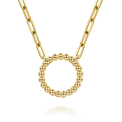 Bujukan Link - 14K Yellow Gold Chain Necklace with Bujukan Circle