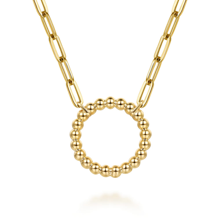 Bujukan Link - 14K Yellow Gold Chain Necklace with Bujukan Circle - Shot 1