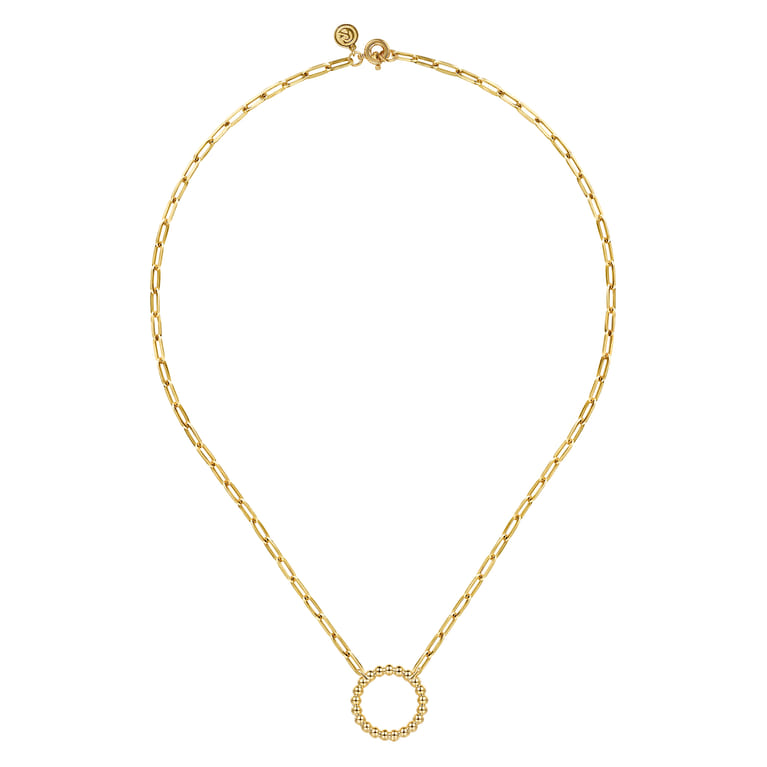 Bujukan Link - 14K Yellow Gold Chain Necklace with Bujukan Circle - Shot 2