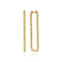 14K Yellow Plain Gold 40mm Rectangle Bujukan Classic Hoop Earrings