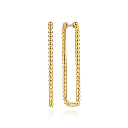 Bujukan Link - 14K Yellow Plain Gold 40mm Rectangle Bujukan Classic Hoop Earrings
