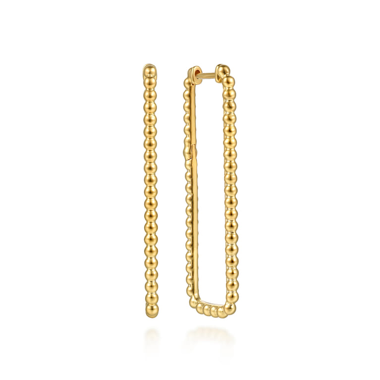 Bujukan Link - 14K Yellow Plain Gold 40mm Rectangle Bujukan Classic Hoop Earrings - Shot 1
