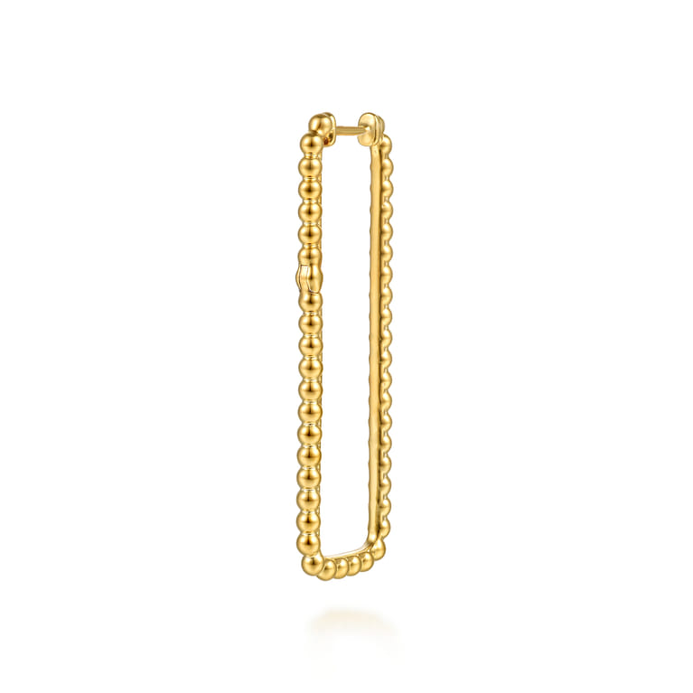 Bujukan Link - 14K Yellow Plain Gold 40mm Rectangle Bujukan Classic Hoop Earrings - Shot 2