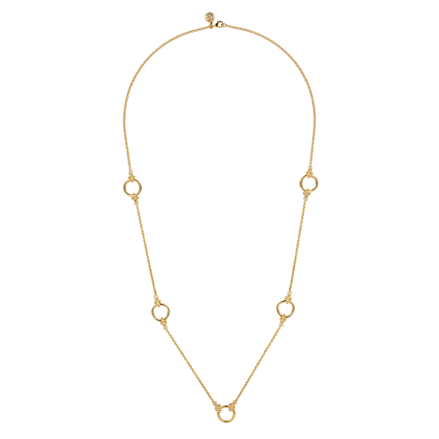 Bujukan Link - 14K Yellow Plain Gold Bujukan Clover Link Chain Station Necklace - Shot 2