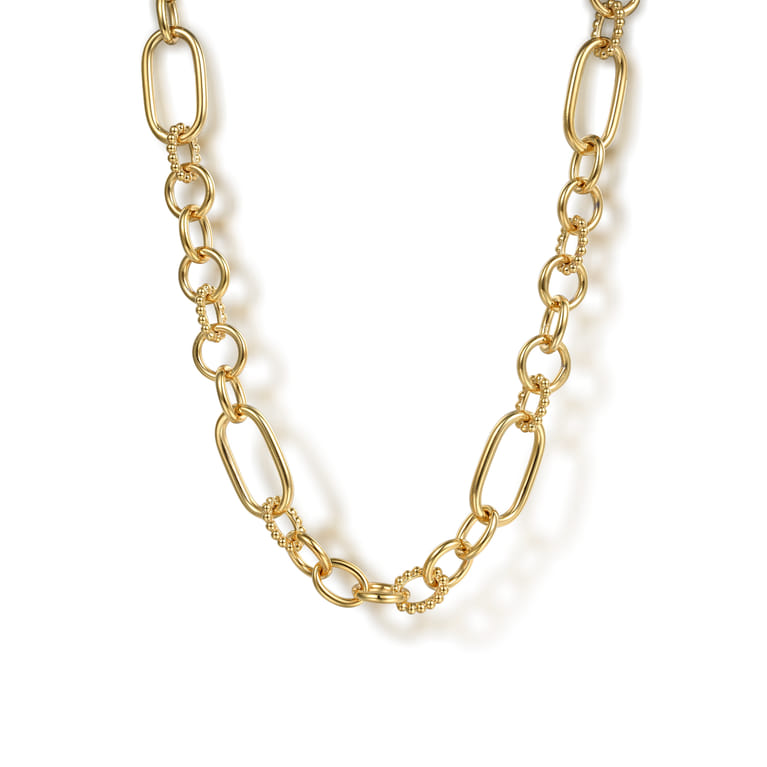Bujukan Link - 14K Yellow Plain Gold Bujukan Link Chain Necklace - Shot 1