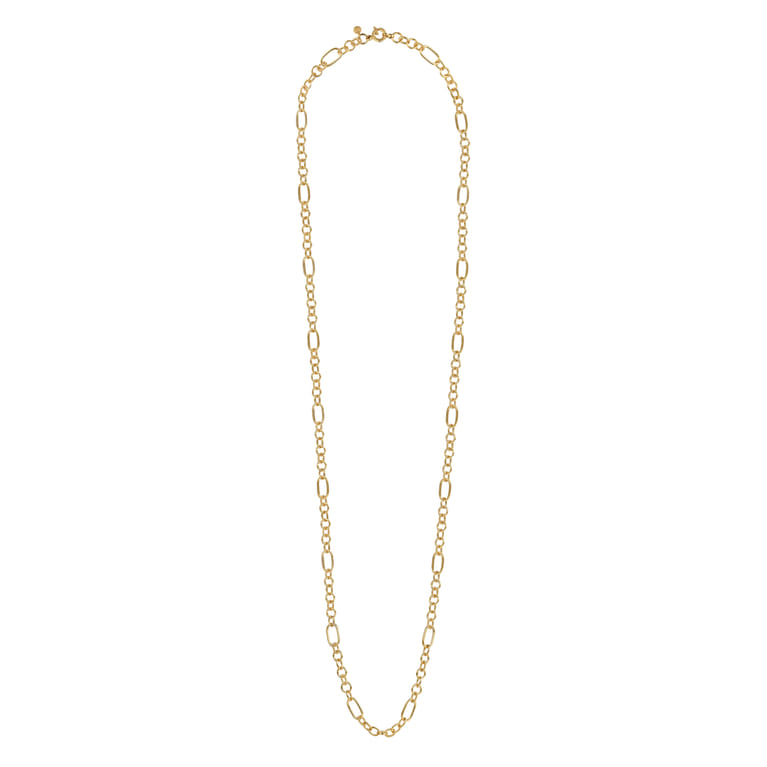 Bujukan Link - 14K Yellow Plain Gold Bujukan Link Chain Necklace - Shot 2