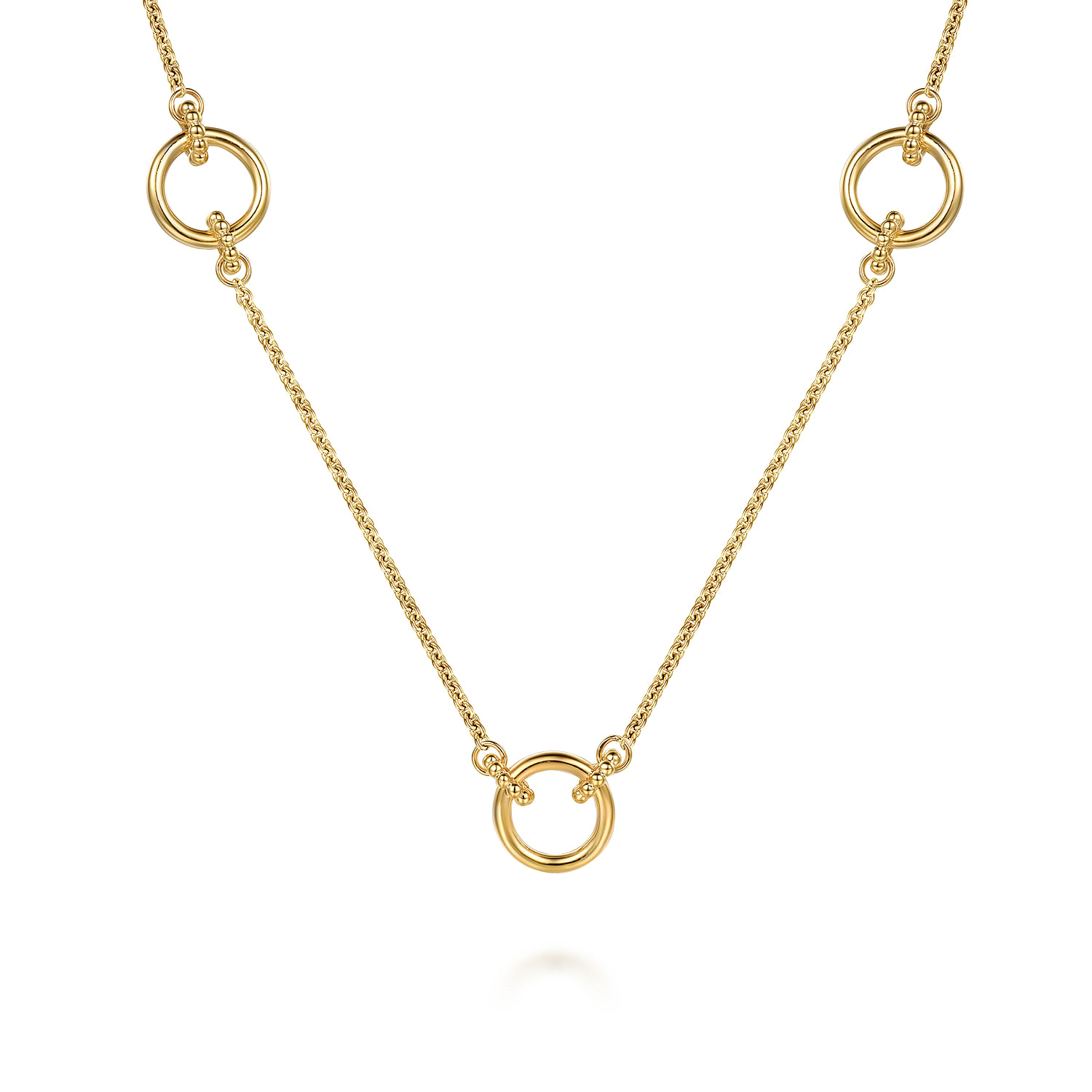 Bujukan Link - 14K Yellow Plain Gold Bujukan Link Chain Station Necklace