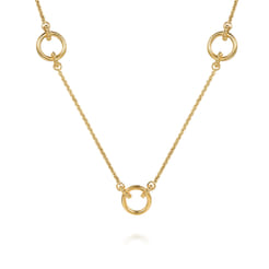 Bujukan Link - 14K Yellow Plain Gold Bujukan Link Chain Station Necklace