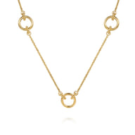 Bujukan Link - 14K Yellow Plain Gold Bujukan Link Chain Station Necklace