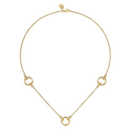 Bujukan Link - 14K Yellow Plain Gold Bujukan Link Chain Station Necklace