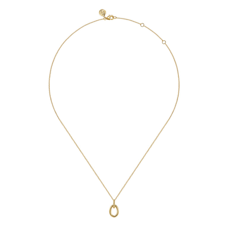 Bujukan Link - 14K Yellow Plain Gold Bujukan Pendant Necklace - Shot 2