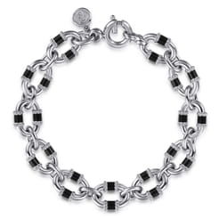Bujukan Link - 925 Sterling Silver Bujukan Link Bracelet with Black Enamel