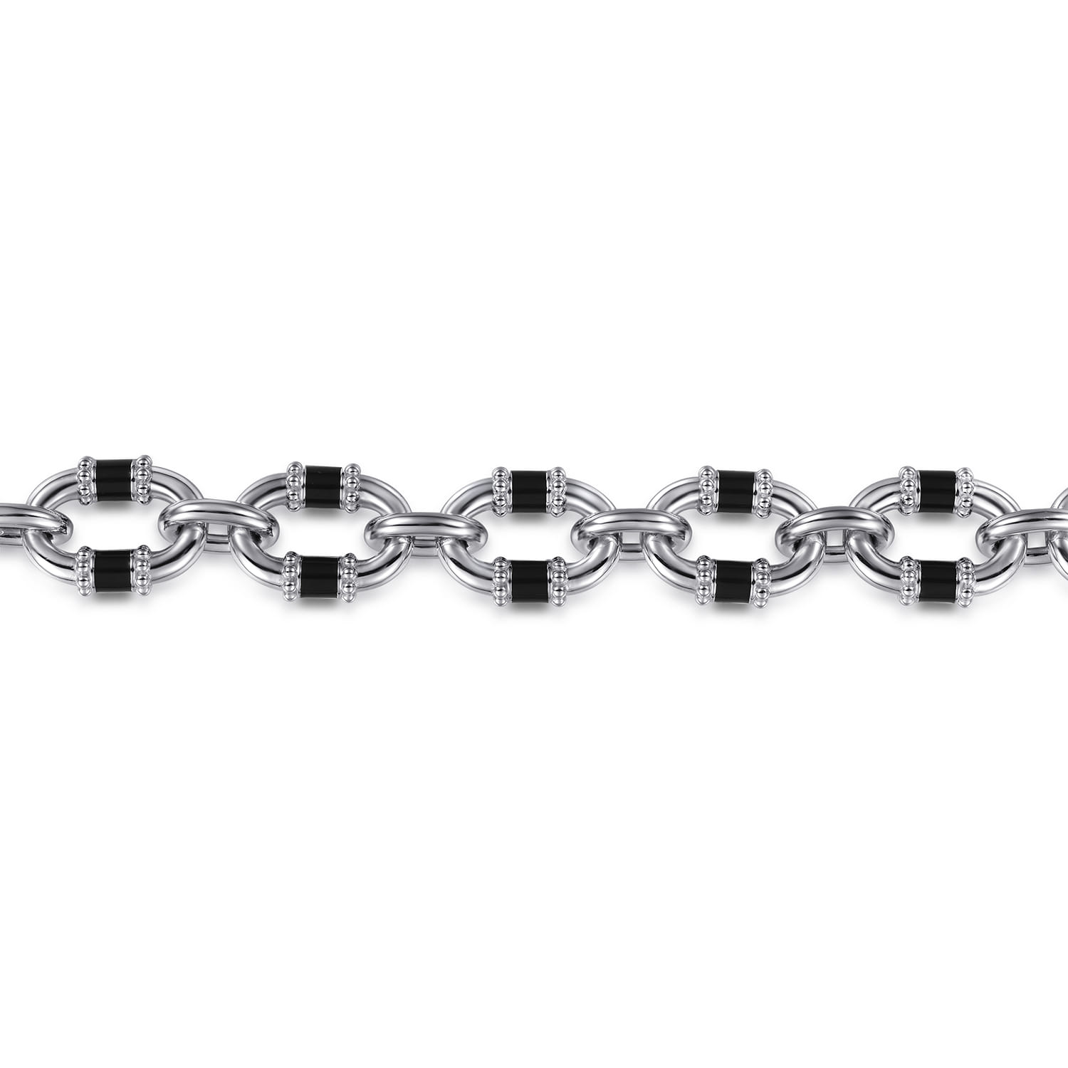 Bujukan Link - 925 Sterling Silver Bujukan Link Bracelet with Black Enamel - Shot 2
