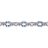 Bujukan Link - 925 Sterling Silver Bujukan Link Chain Bracelet with White and Periwinkle Blue Enamel