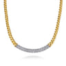 Bujukan Pave - 14K White  Yellow Gold Bujukan Diamond Bar Necklace - 3.1 ct