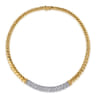 Bujukan Pave - 14K White  Yellow Gold Bujukan Diamond Bar Necklace - 3.1 ct