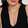 Bujukan Pave - 14K White  Yellow Gold Bujukan Diamond Bar Necklace - 3.1 ct