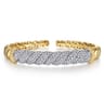 Bujukan Pave - 14K White  Yellow Gold Bujukan Diamond Twist Spit Bangle Bracelet - 1.7 ct