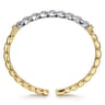 Bujukan Pave - 14K White  Yellow Gold Bujukan Diamond Twist Spit Bangle Bracelet - 1.7 ct