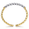 Bujukan Pave - 14K White  Yellow Gold Bujukan Diamond Twist Spit Bangle Bracelet - 1.7 ct