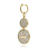 Bujukan Pave - 14K White  Yellow Gold Bujukan and Diamond Huggie Drop Double Disk Earrings - 4.65 ct