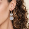 Bujukan Pave - 14K White  Yellow Gold Bujukan and Diamond Huggie Drop Double Disk Earrings - 4.65 ct