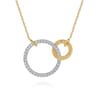 Bujukan Pave - 14K White  Yellow Gold Bujukan and Diamond Interlocking Pendant Necklace - 0.8 ct